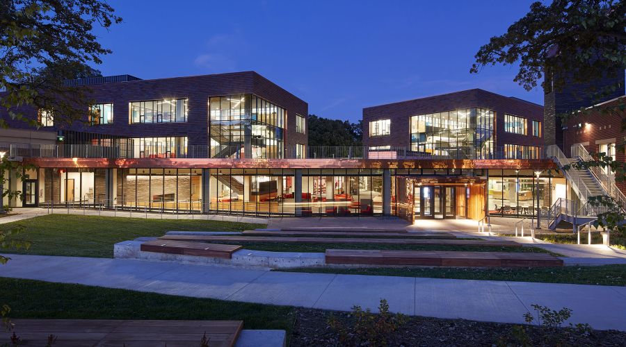 Exterior of Minnehaha Academy at Night
